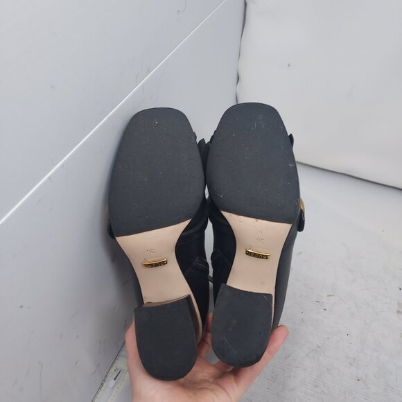 GUCCI Leather Black Malaga Kid GG Marmont Fringe Ankle Boot - Picture 2 of 15